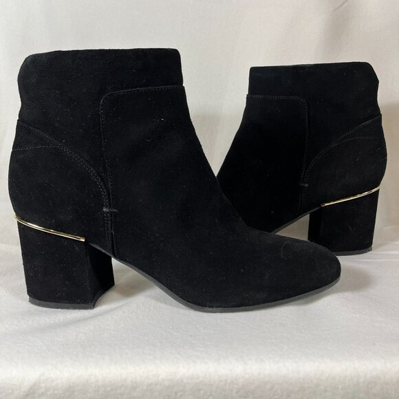 Easy Spirit Leather Suede Black Boots Gold Accent Size US 8.5 - Picture 1 of 11